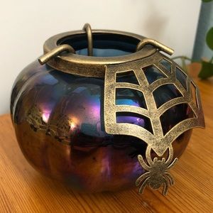 Multicolored Glass Pumpkin Candle Holder